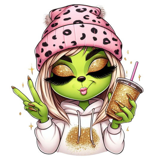 Bügelbild Grinch Girl Gold
