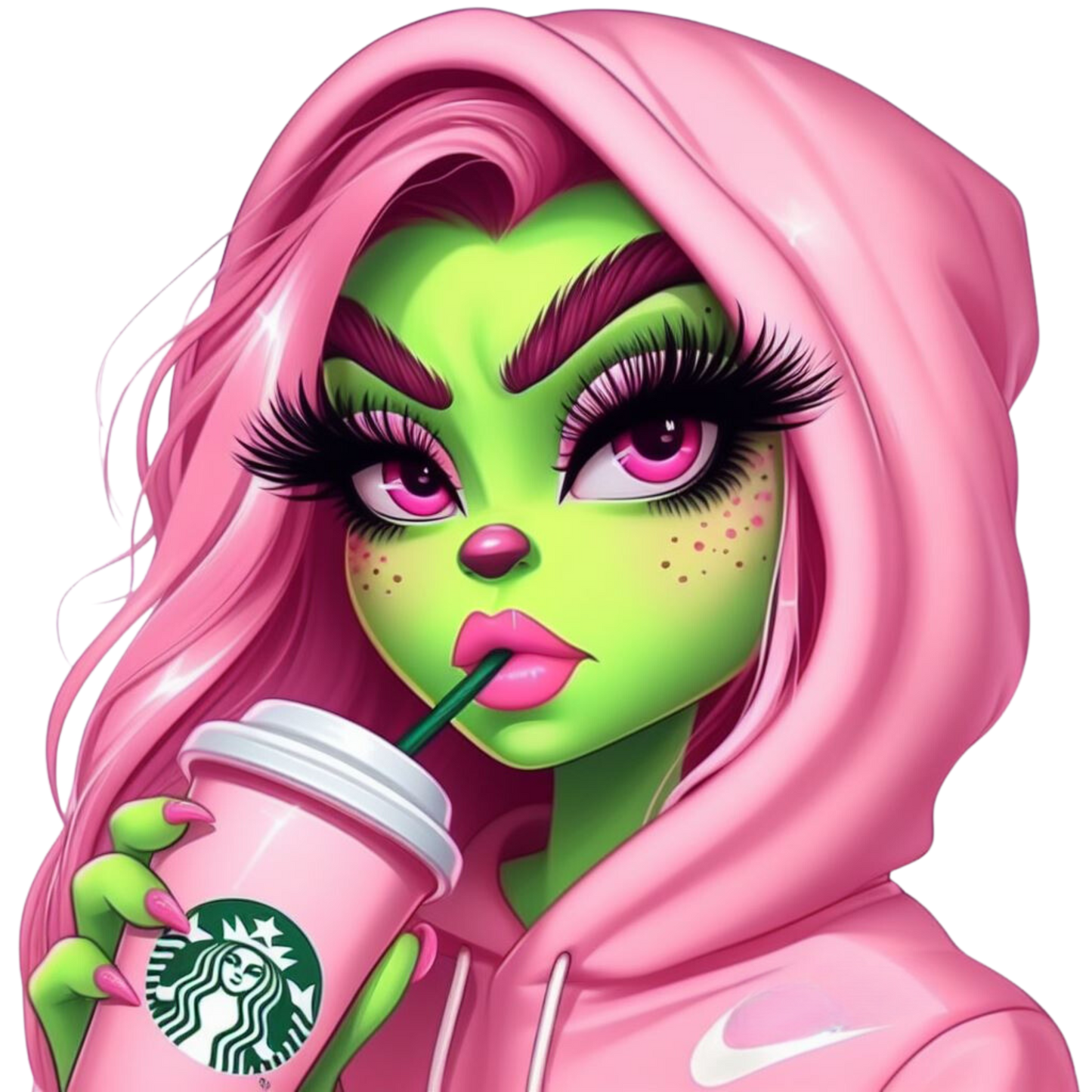 Bügelbild Grinch Gril Pink