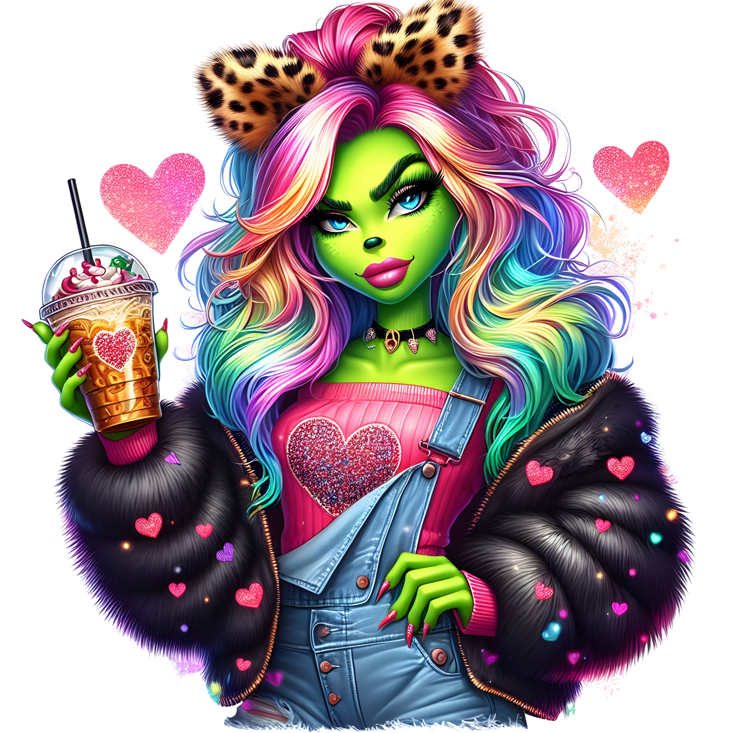 Bügelbild Grinch Frau