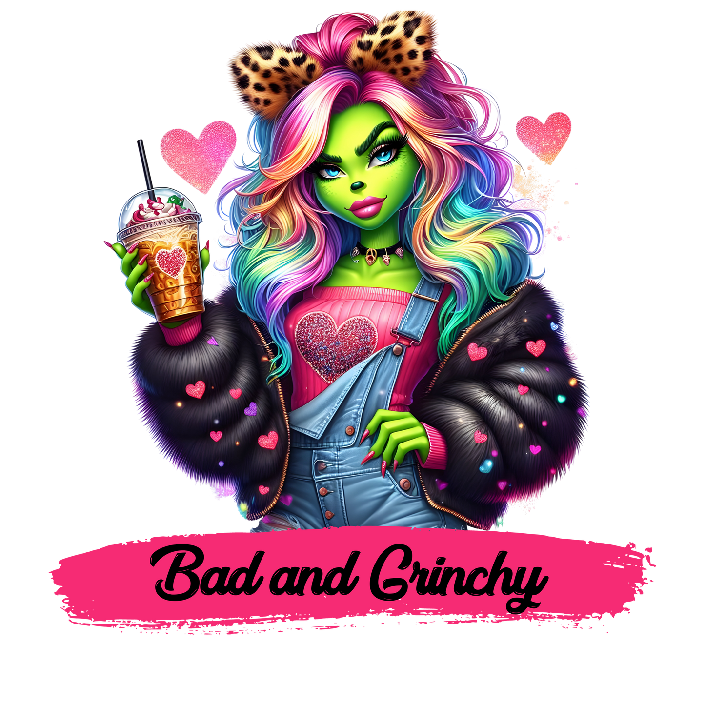 Bügelbild Grinch Frau
